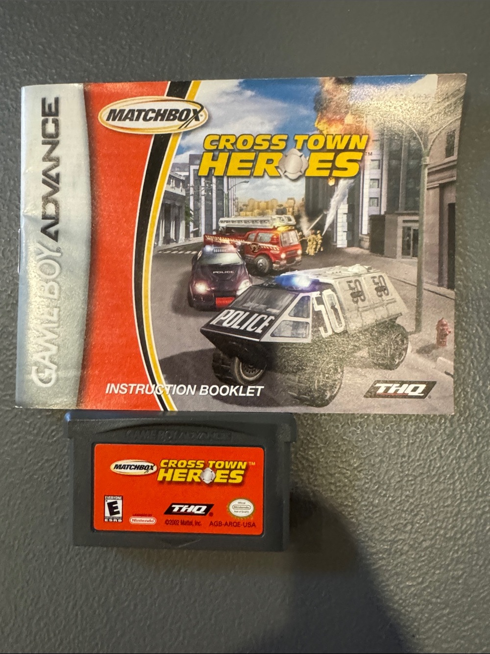 Match Cross Town Heroes Game Boy Advance Cartridge & Manual - Red, Black, White
